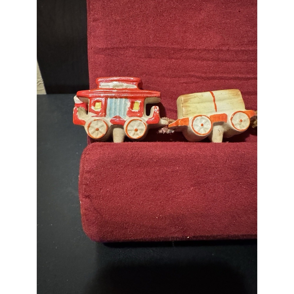 Vtg Menschik Goldman Ceramic Birthday Cake Candle Train Topper Orig Box 50s 60's